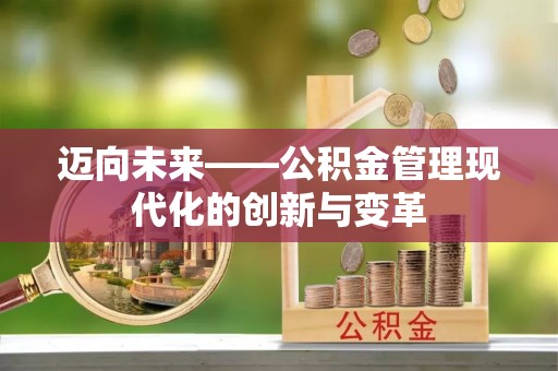 衡南迈向未来——公积金管理现代化的创新与变革